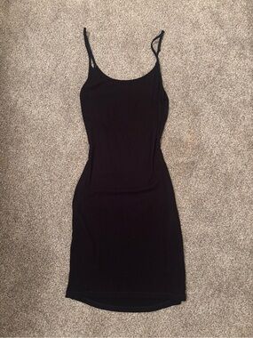 SKIMS Black Slim Spaghetti-Strap Mini Dress